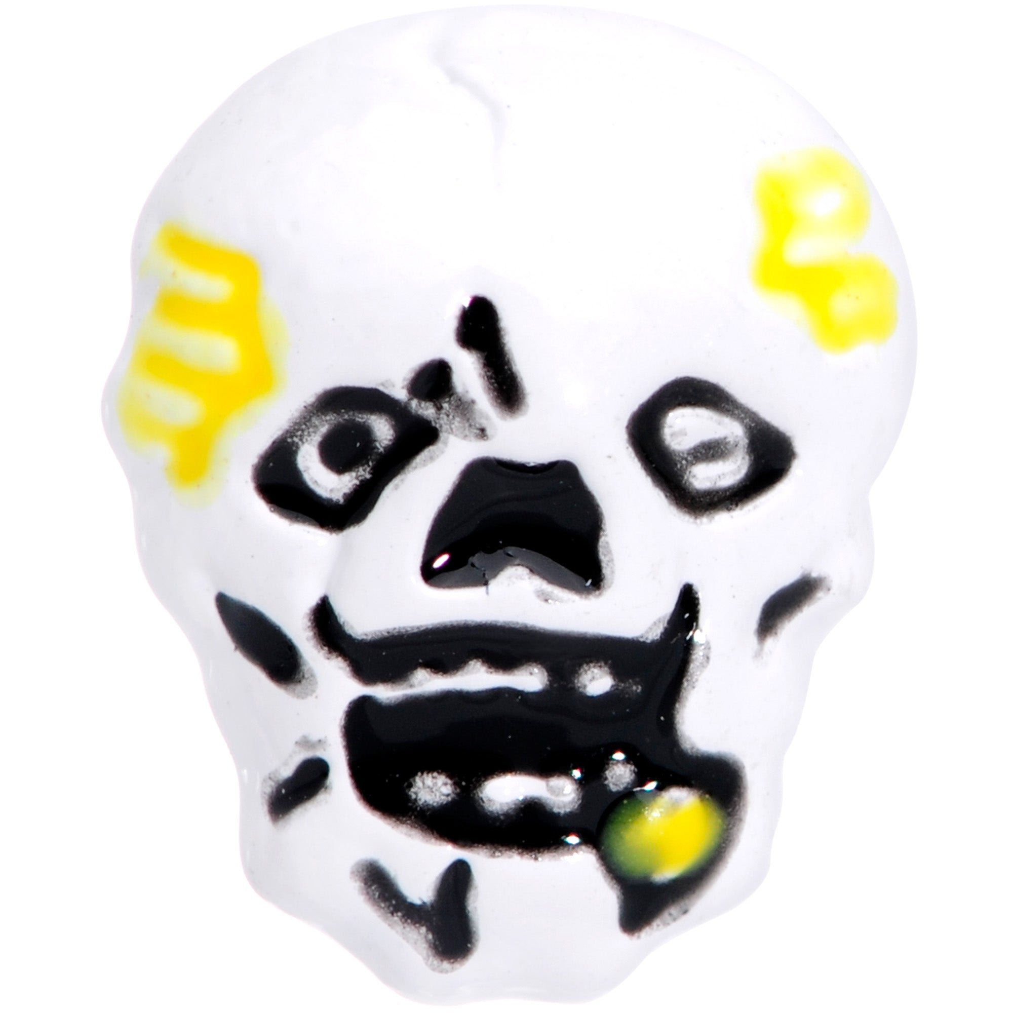 BodyCandy 16G 1/4 Black White Skull Halloween Cartilage Tragus Earring — detail close-up