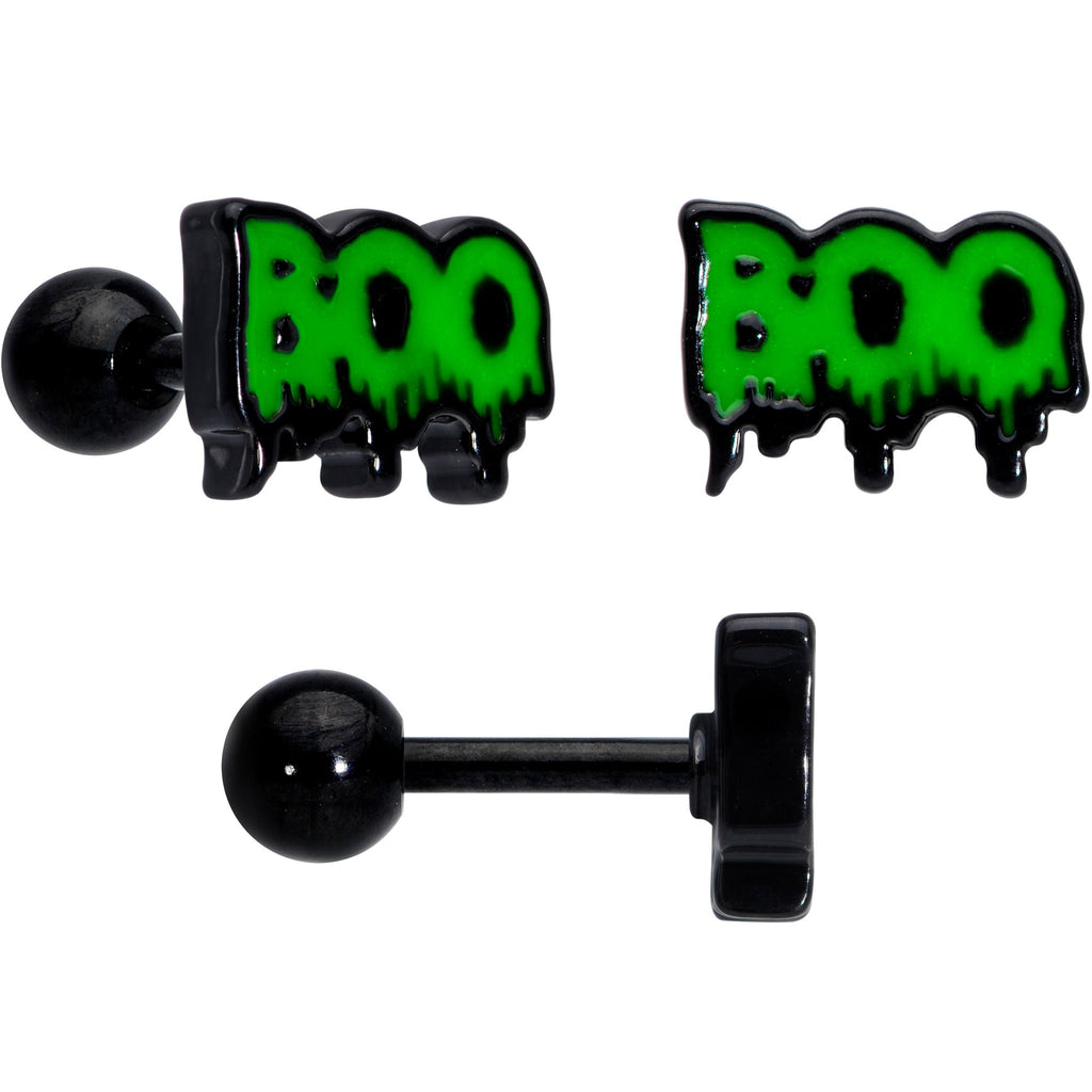BodyCandy 16G 1/4 Black Ghost Boo Halloween Cartilage Tragus Curation Set of 3 — lifestyle context