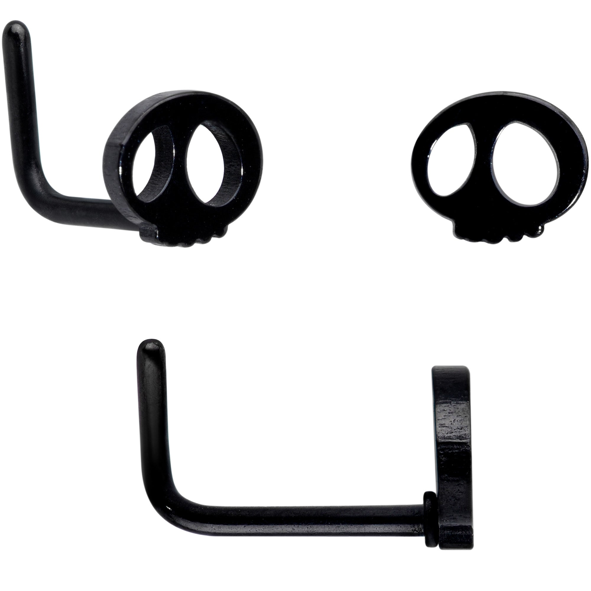BodyCandy 16G 20G Black Halloween Cartilage Labret Nose Ring Set of 3 — side view