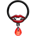 BodyCandy 16G 3/8 Red Gem Black Vampire Fang Halloween Hinged Segment Ring — main product shot