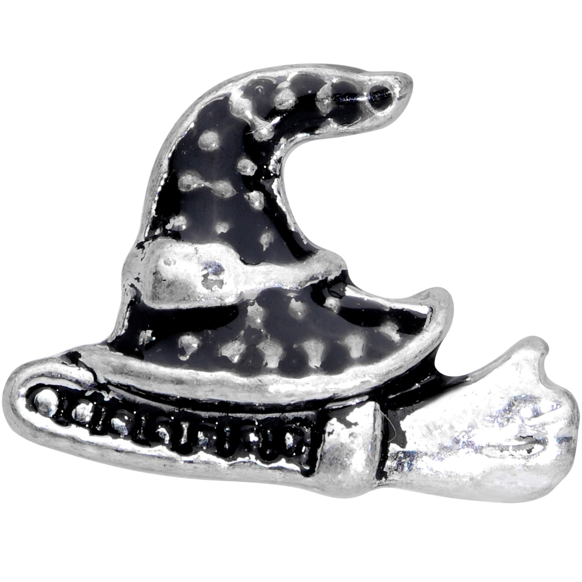 BodyCandy 16G 1/4 Broom Witch Hat Halloween Cartilage Tragus Earring — detail close-up