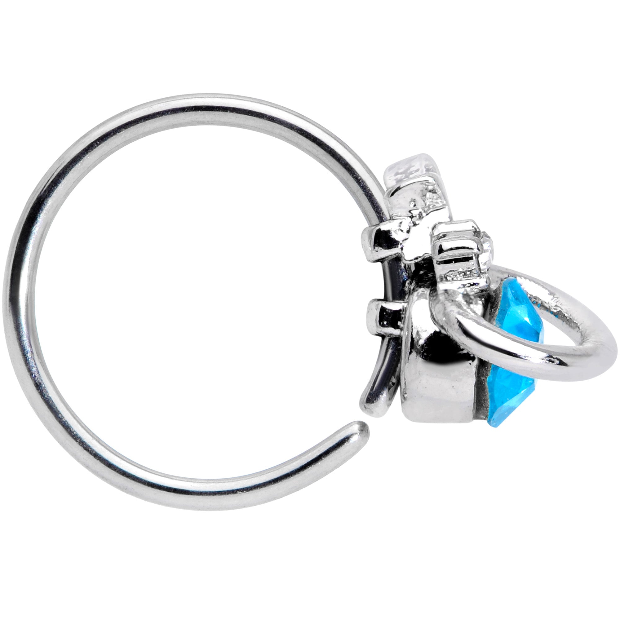 BodyCandy 20G 1/4 Clear Blue Gem Star Saturn Nose Hoop — lifestyle context