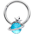 BodyCandy 16G 3/8 Aqua Gem Star Saturn Planet Hinged Segment Ring — main product shot