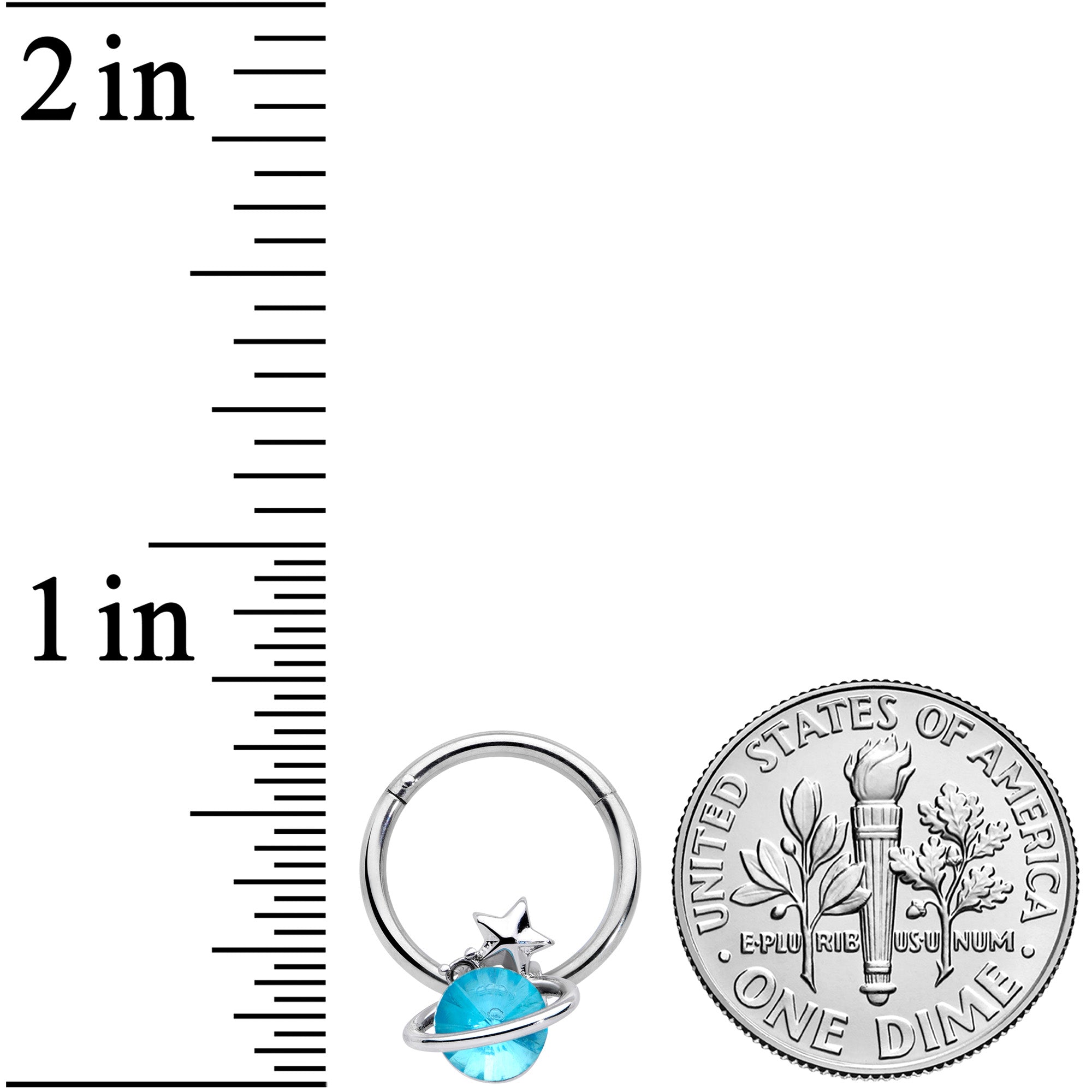 BodyCandy 16G 3/8 Aqua Gem Star Saturn Planet Hinged Segment Ring — lifestyle context
