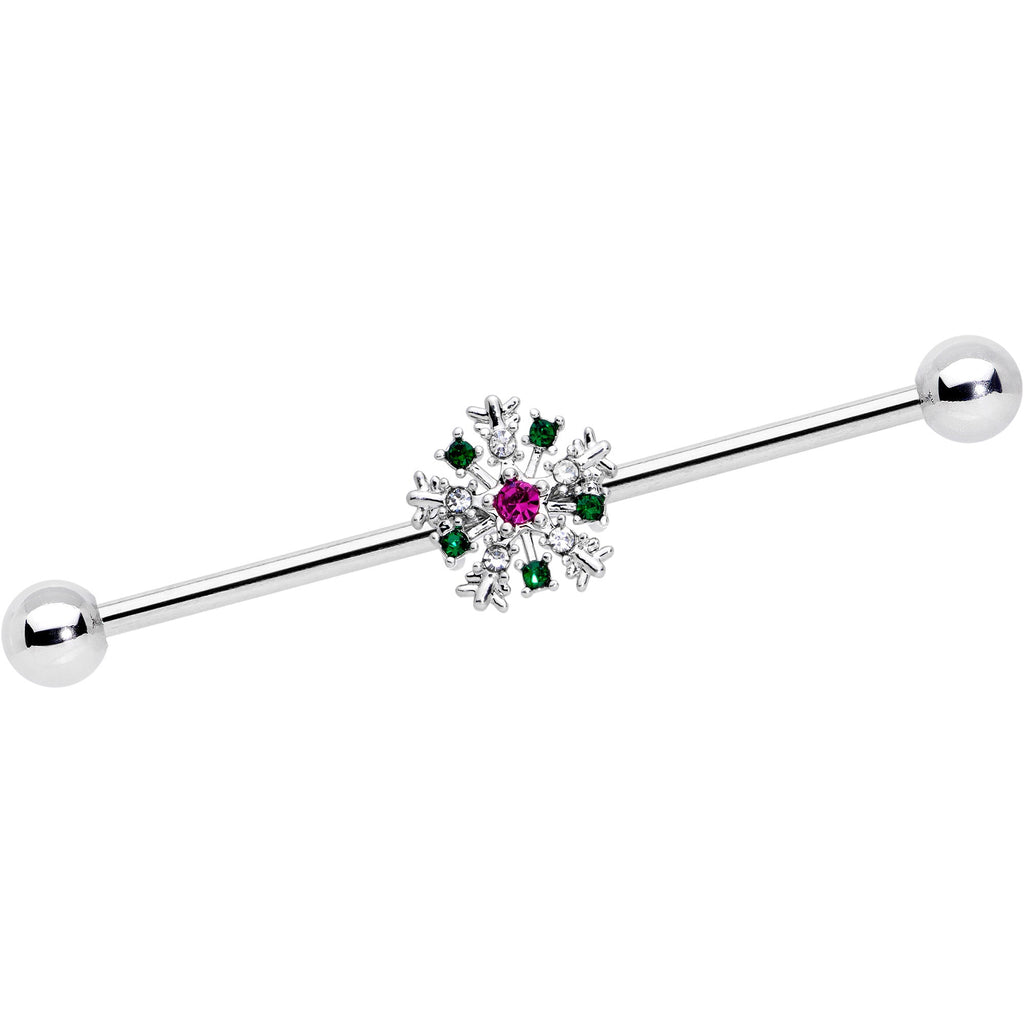 BodyCandy 14G Clear Red Gem Christmas Industrial Barbell 38mm — main product shot