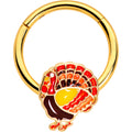 BodyCandy 16G 3/8 Gold Tone Turkey Thanksgiving Hinged Segment Ring — main product shot
