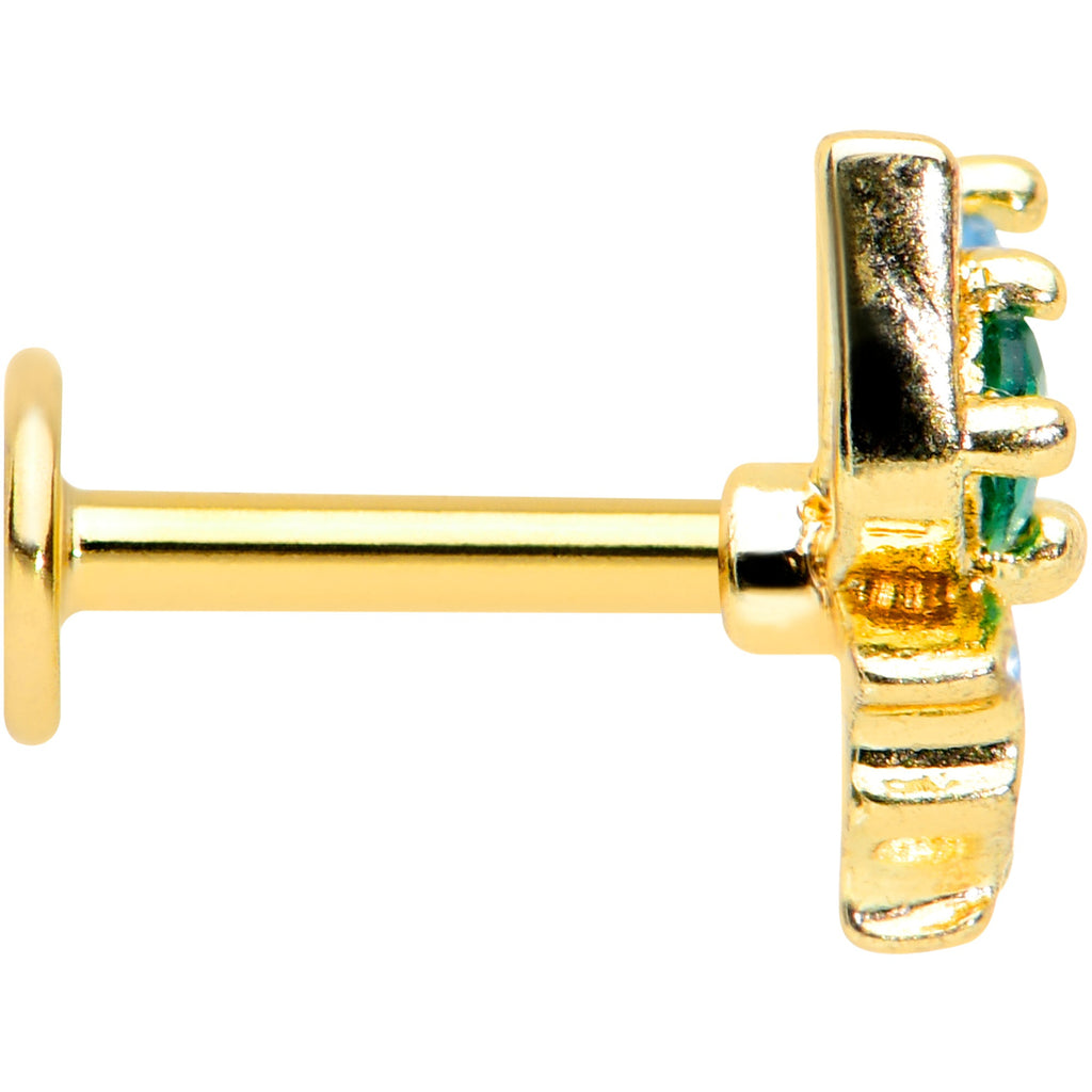 BodyCandy 16G 1/4 Blue Green Gem Gold Tone Sweet Butterfly Labret Tragus — lifestyle context