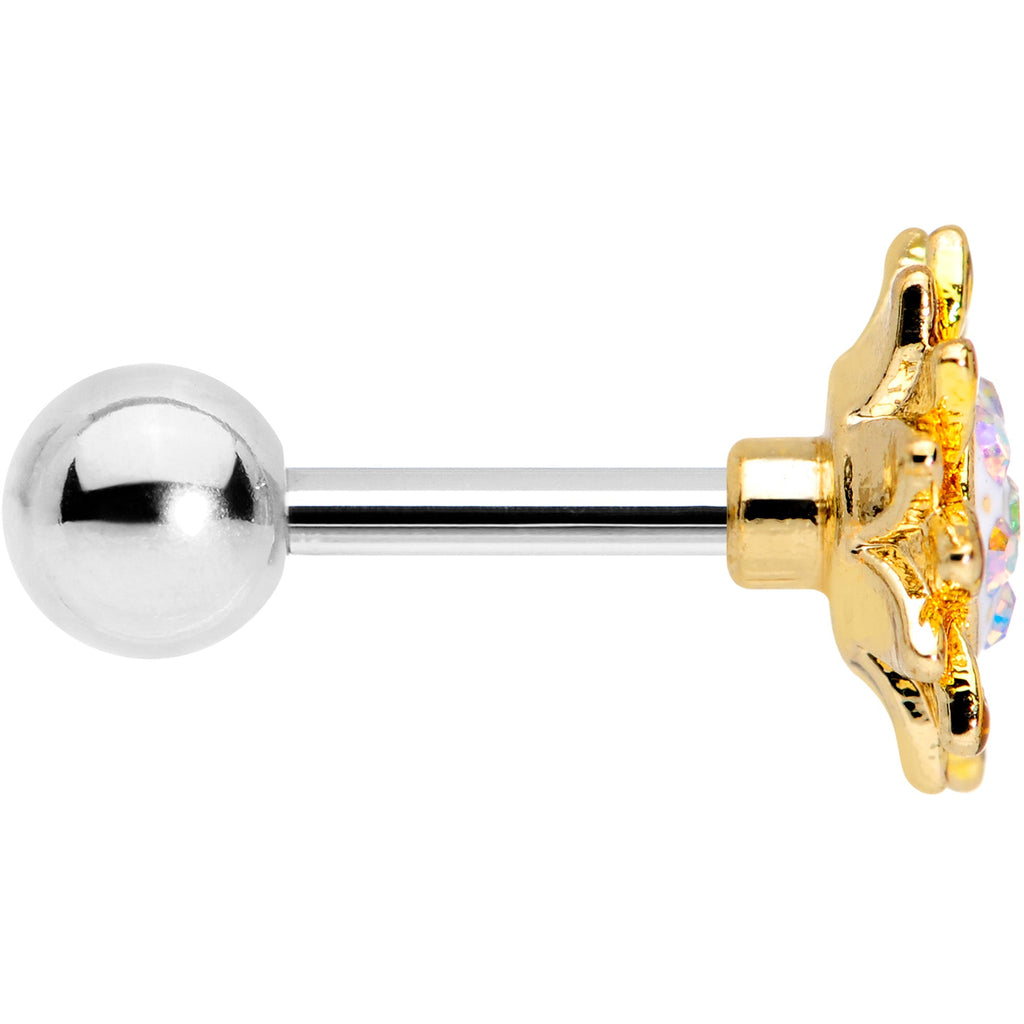 BodyCandy 16G 1/4 Aurora Gem Scintillating Sunflower Cartilage Tragus — lifestyle context
