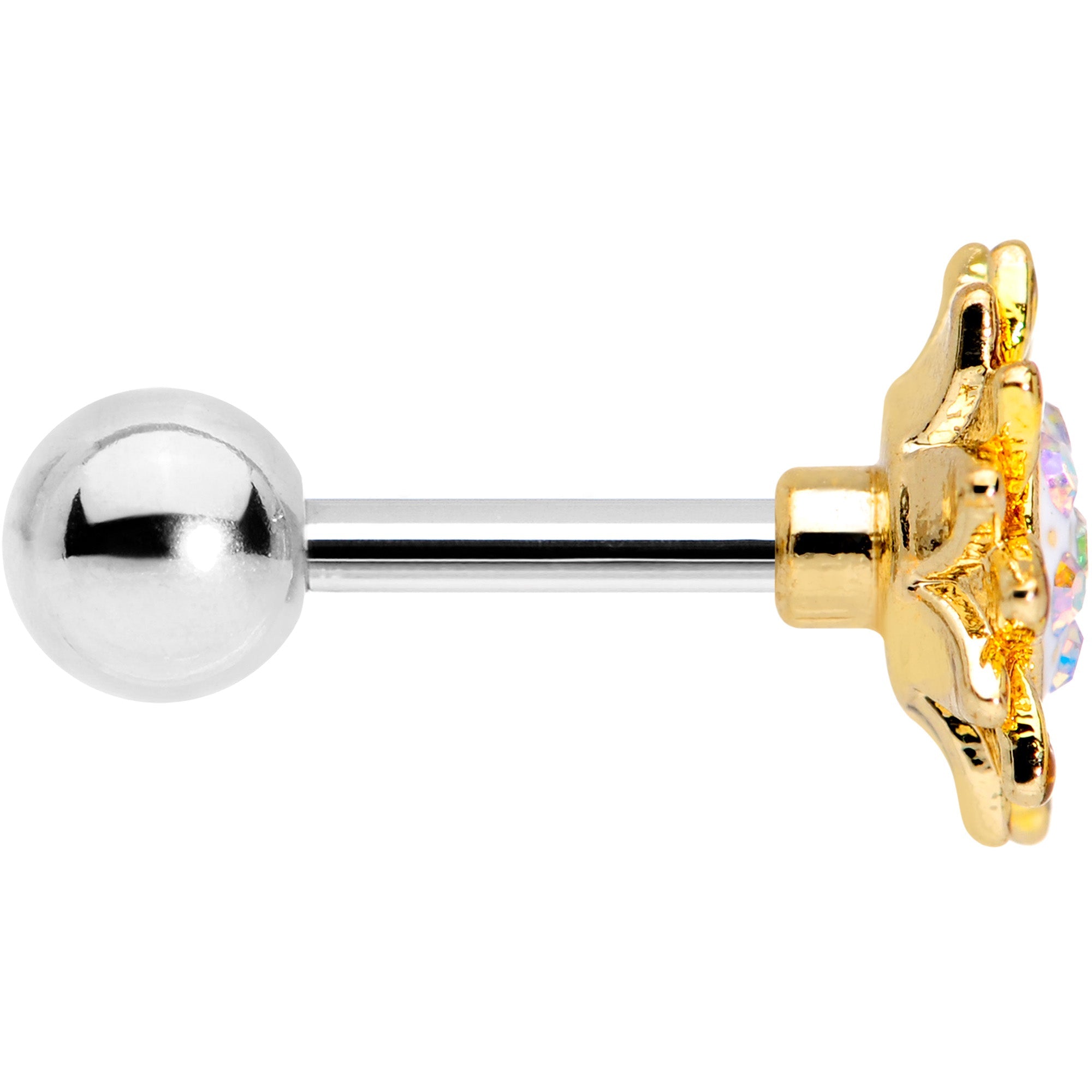 BodyCandy 16G 1/4 Aurora Gem Scintillating Sunflower Cartilage Tragus — lifestyle context