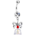 BodyCandy Clear Red Gem Holiday Bow Bell Christmas Dangle Belly Ring — main product shot