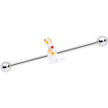 BodyCandy 14G Red Gem White Easter Bunny Industrial Barbell 38mm — main product shot