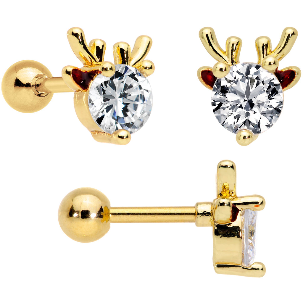 BodyCandy 16G 1/4 Clear Red Gem Noel Christmas Cartilage Tragus Set of 3 — lifestyle context