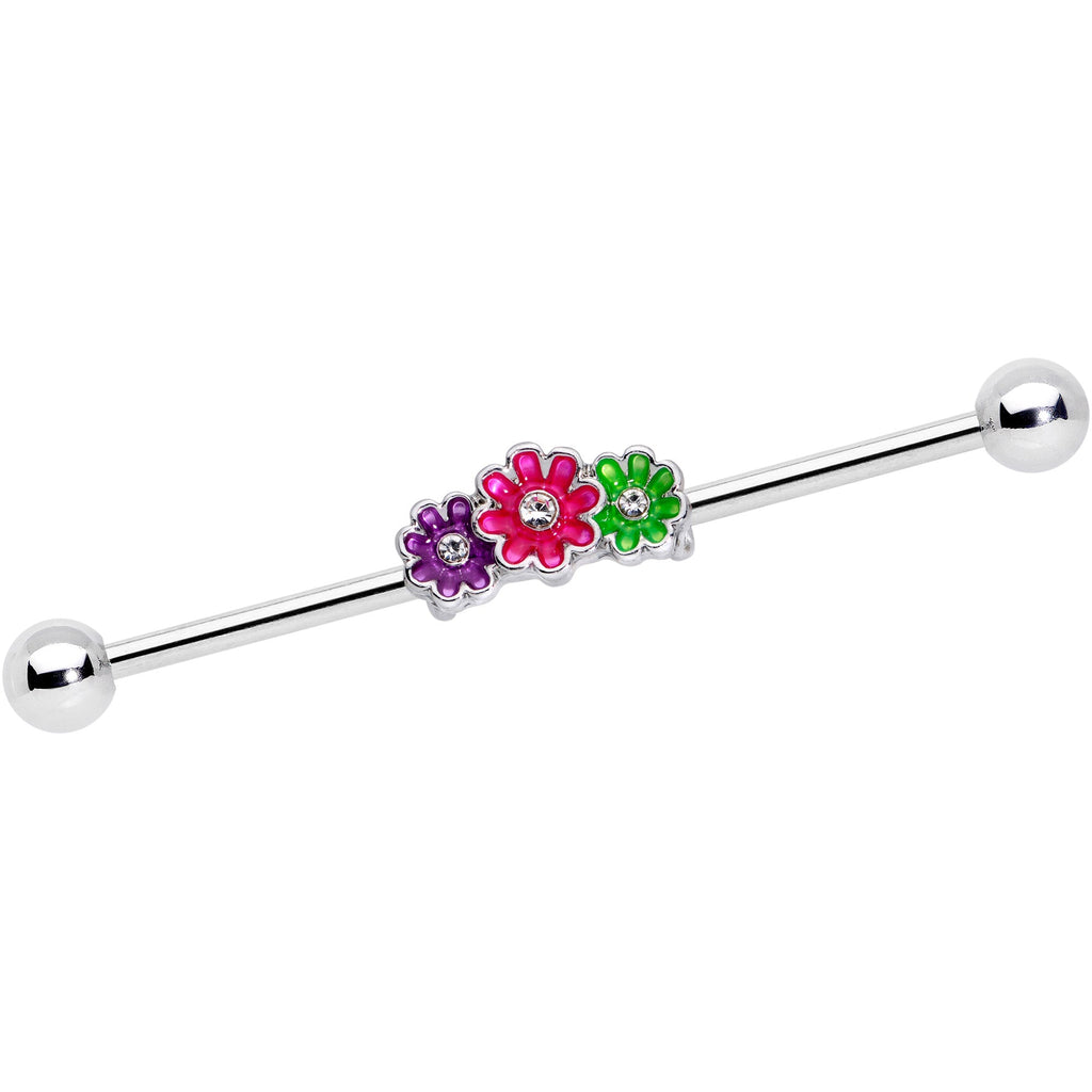 BodyCandy 14G Clear Gem Floral Garland Industrial Barbell 38mm — main product shot