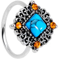 BodyCandy 20G 5/16 Yellow Gem Blue Faux Turquoise Rhombus Nose Ring — main product shot