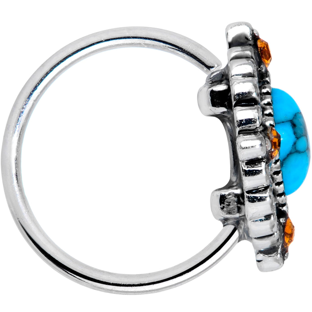 BodyCandy 20G 5/16 Yellow Gem Blue Faux Turquoise Rhombus Nose Ring — lifestyle context