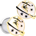 BodyCandy White Witch Ghost Broom Halloween Double Flare Plug Set — in-use photo