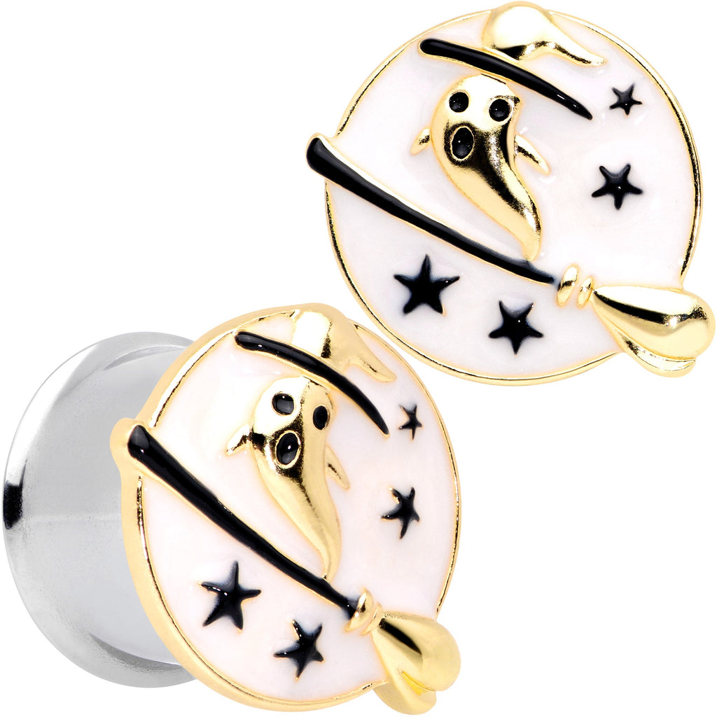 BodyCandy White Witch Ghost Broom Halloween Double Flare Plug Set — packaging