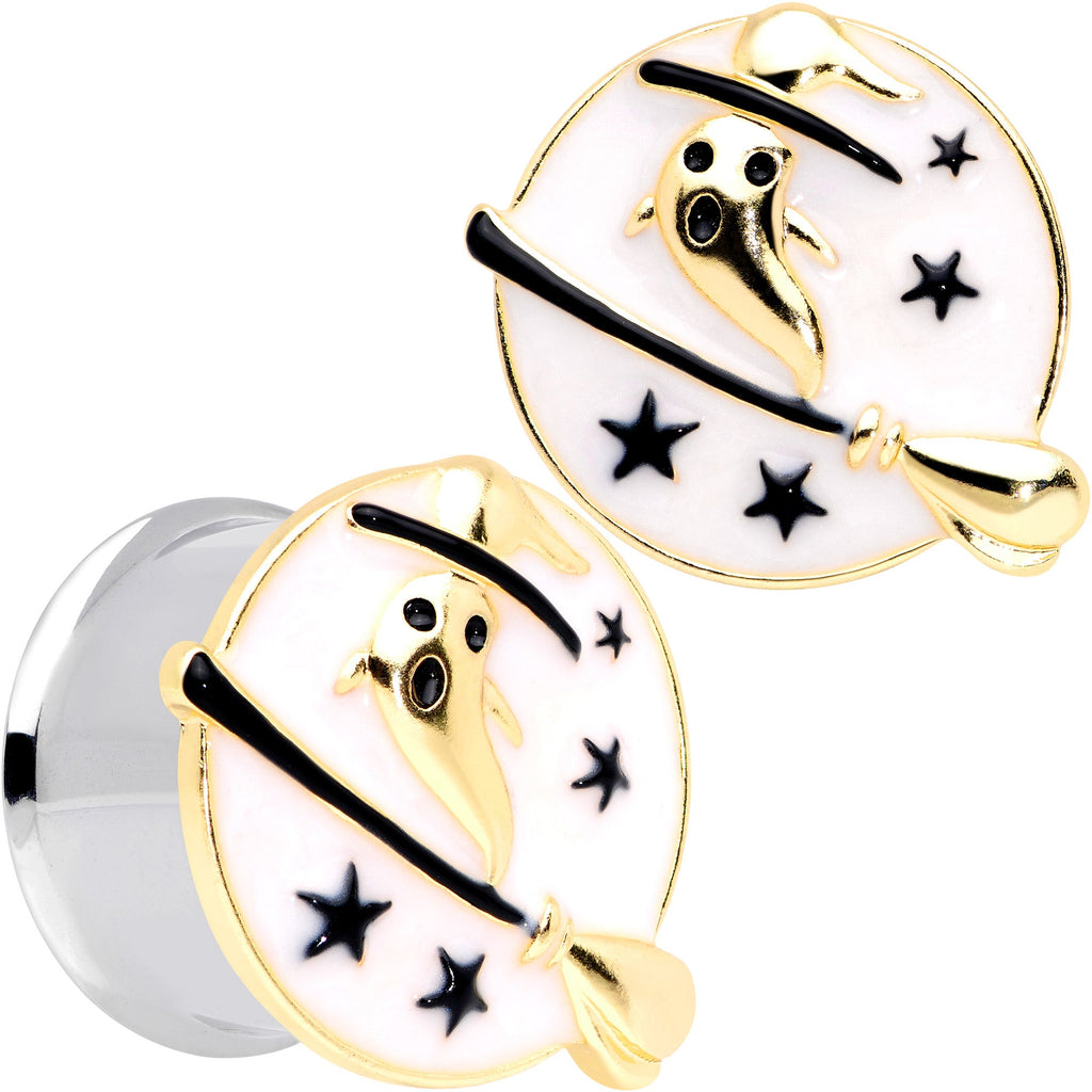 BodyCandy White Witch Ghost Broom Halloween Double Flare Plug Set — comparison shot