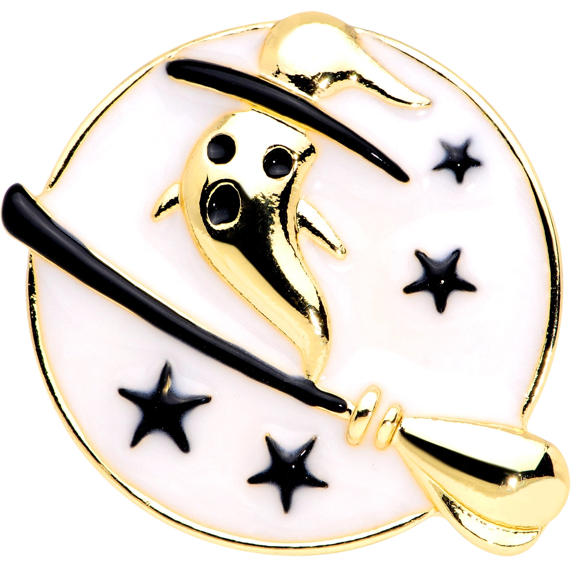 BodyCandy White Witch Ghost Broom Halloween Double Flare Plug Set — lifestyle context