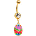 BodyCandy Clear Gem Gold Tone Multicolor Funky Easter Egg Dangle Belly Ring — main product shot