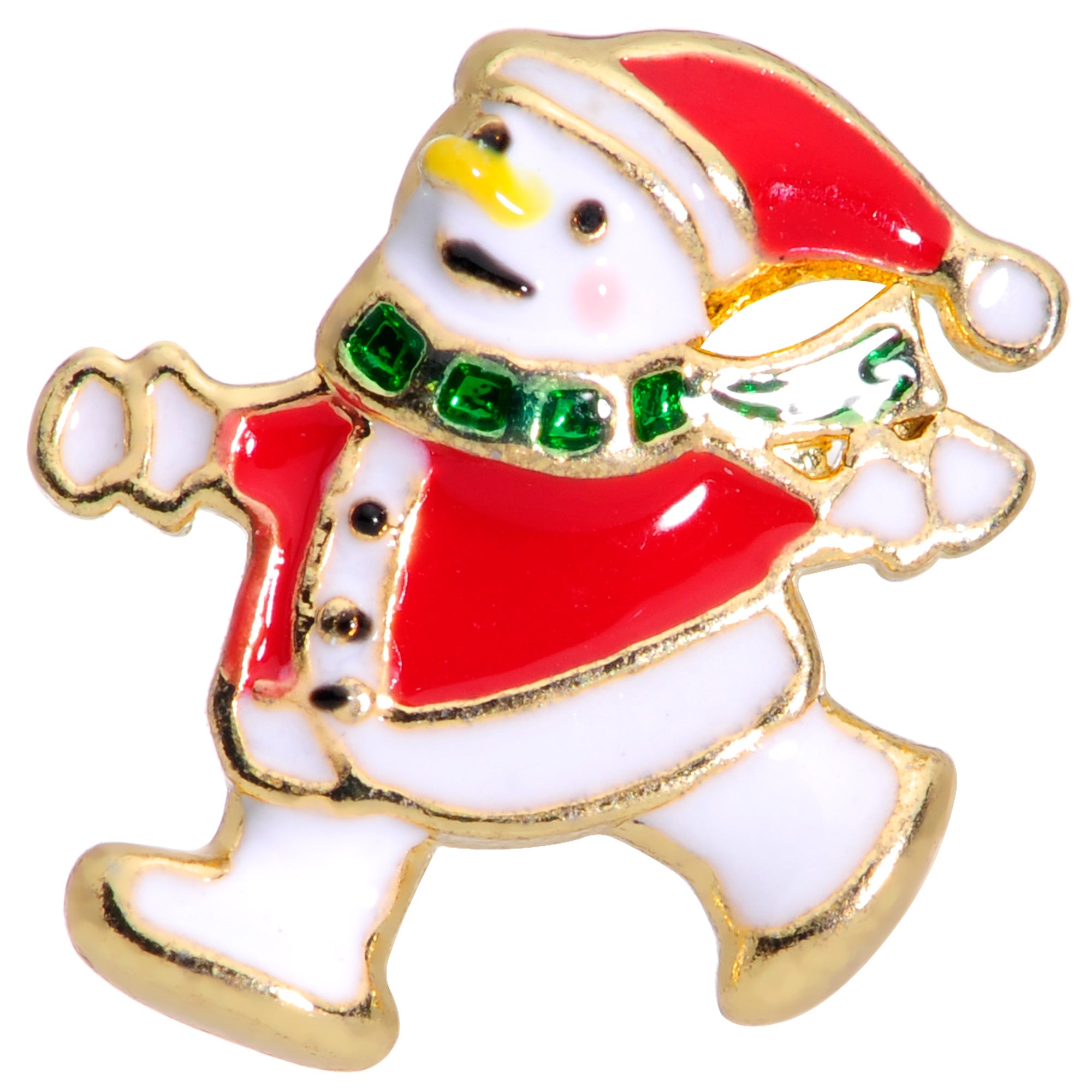 BodyCandy Holiday Snowman Santa Tragus Cartilage Earring — detail close-up