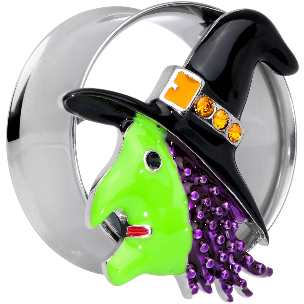 BodyCandy Orange Gem Green Witch Halloween Double Flare Tunnel Plug Set — lifestyle context