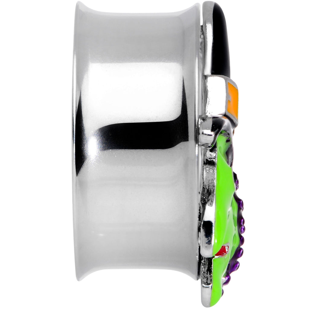 BodyCandy Orange Gem Green Witch Halloween Double Flare Tunnel Plug Set — back view