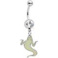 BodyCandy Clear Gem White Ghost Glow in the Dark Halloween Dangle Belly Ring — main product shot