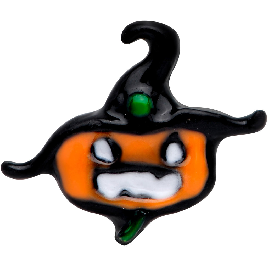 BodyCandy 20G 1/4 Gold Tone Growling Pumpkin Halloween Nose Bone — detail close-up
