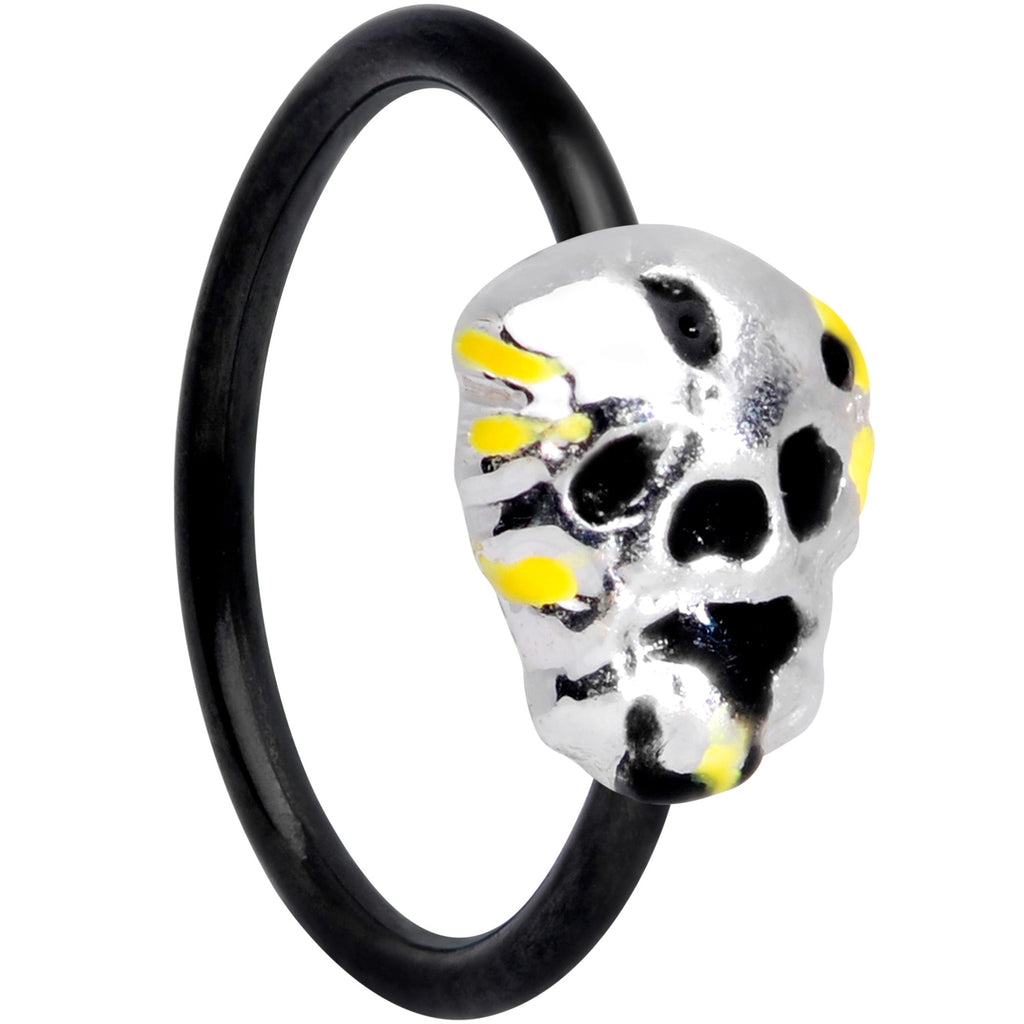 BodyCandy 20G 5/16 Black Striped Skull Halloween Nose Hoop — main product shot