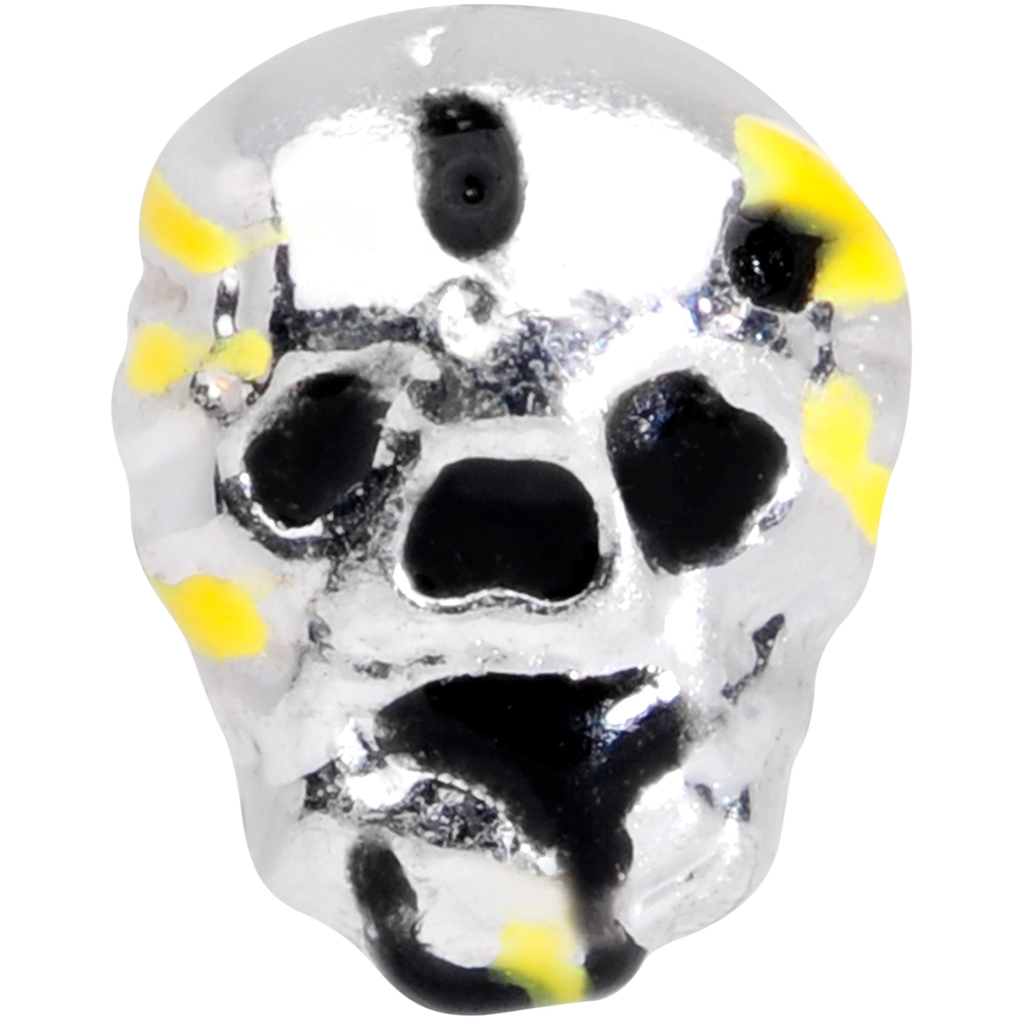 BodyCandy 20G 5/16 Black Striped Skull Halloween Nose Hoop — detail close-up