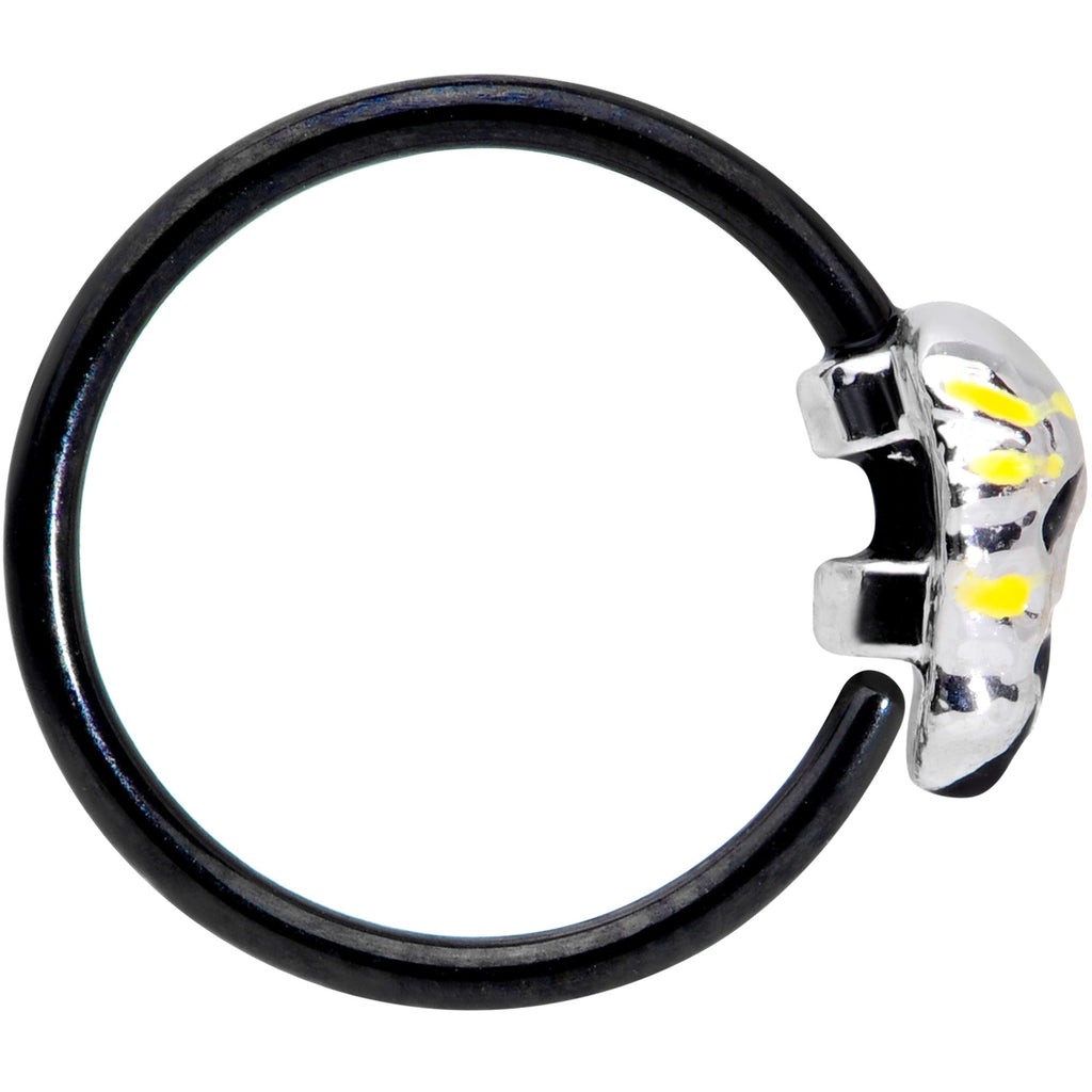BodyCandy 20G 5/16 Black Striped Skull Halloween Nose Hoop — lifestyle context