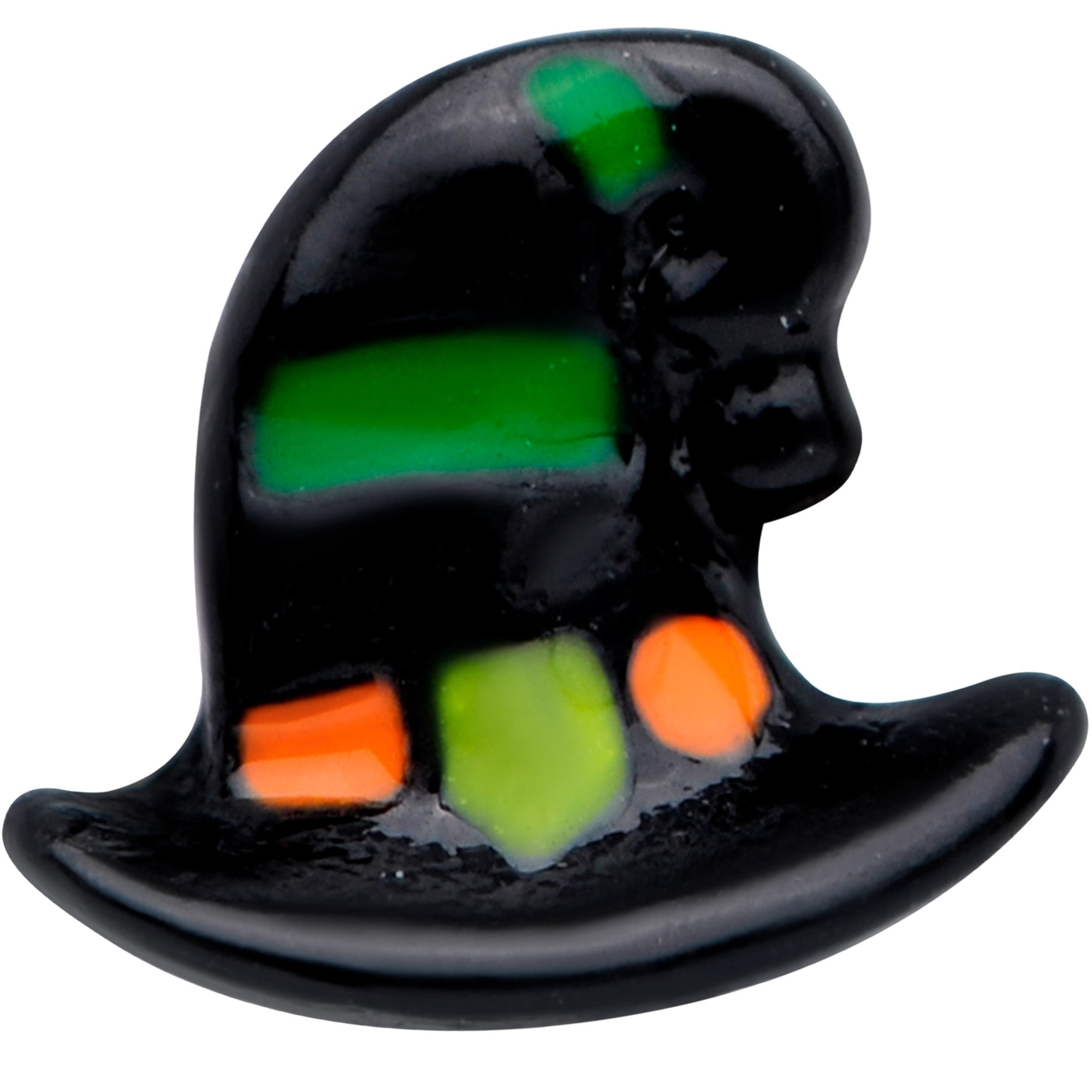 BodyCandy 20G 5/16 Black Striped Witch Hat Halloween Nose Hoop — detail close-up
