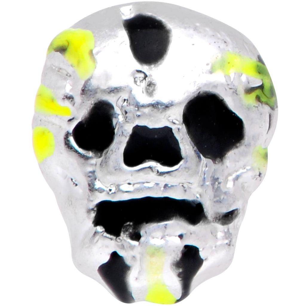 BodyCandy 20G 1/4 Black Striped Skull Halloween Nose Bone — detail close-up
