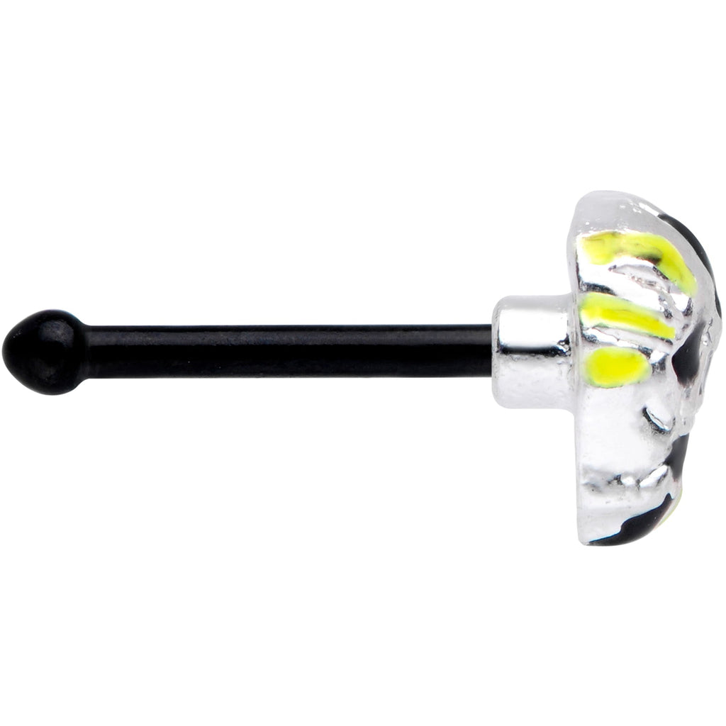 BodyCandy 20G 1/4 Black Striped Skull Halloween Nose Bone — lifestyle context