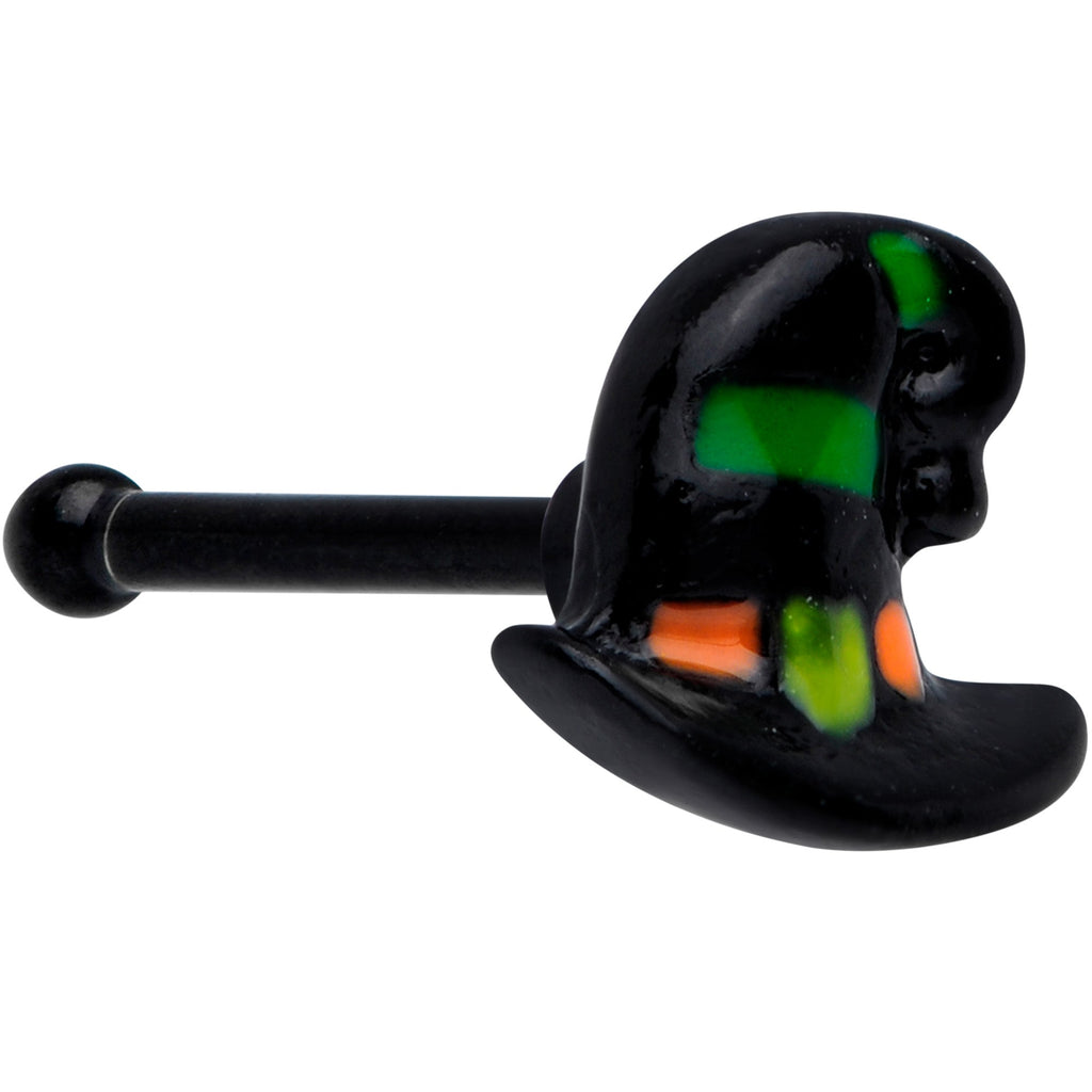 BodyCandy 20G 1/4 Black Striped Witch Hat Halloween Nose Bone — main product shot