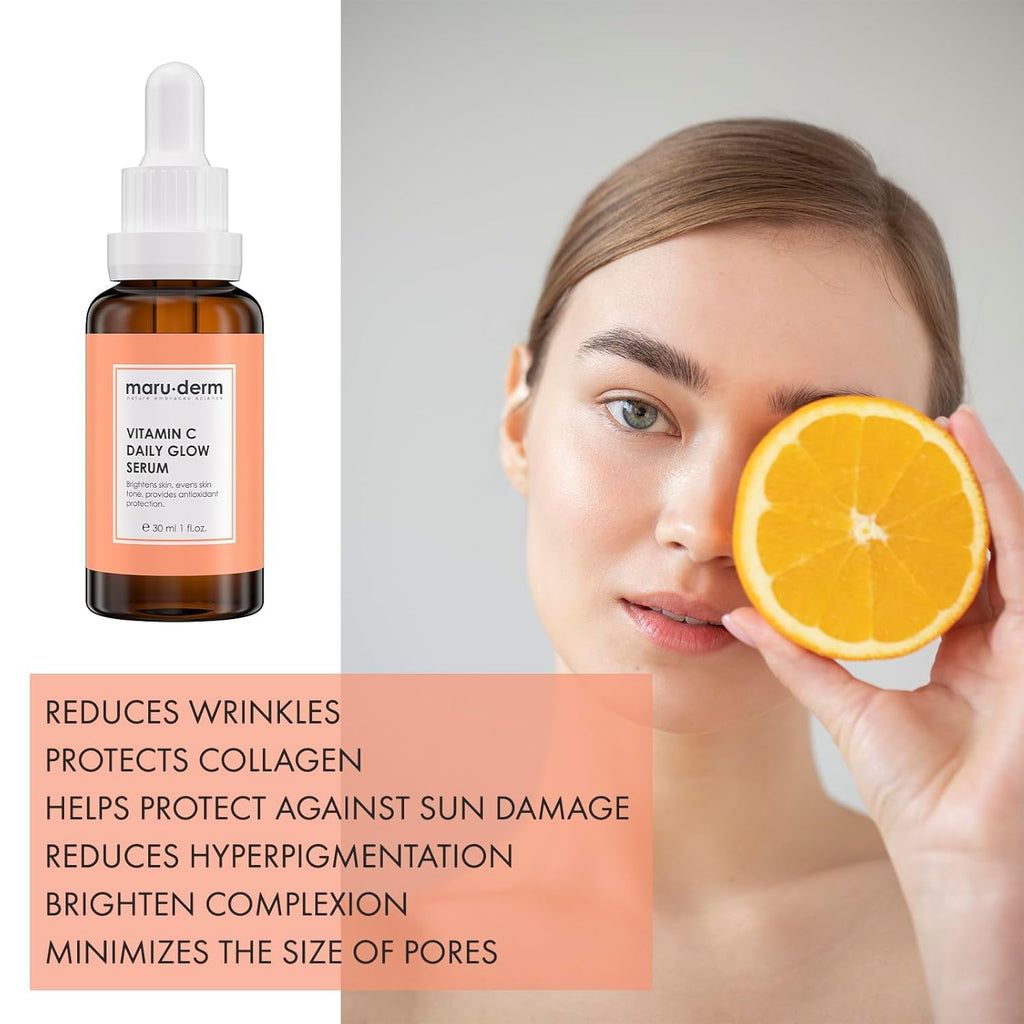 Maruderm Vitamin C and Peptide Serum: Brighten, Hydrate & Rejuvenate - Paraben & Fragrance Free, Anti-Aging Skin Brightening Treatment