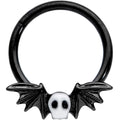 BodyCandy 16G 3/8 Wing Skull Memento Mori Halloween Hinged Segment Ring — main product shot