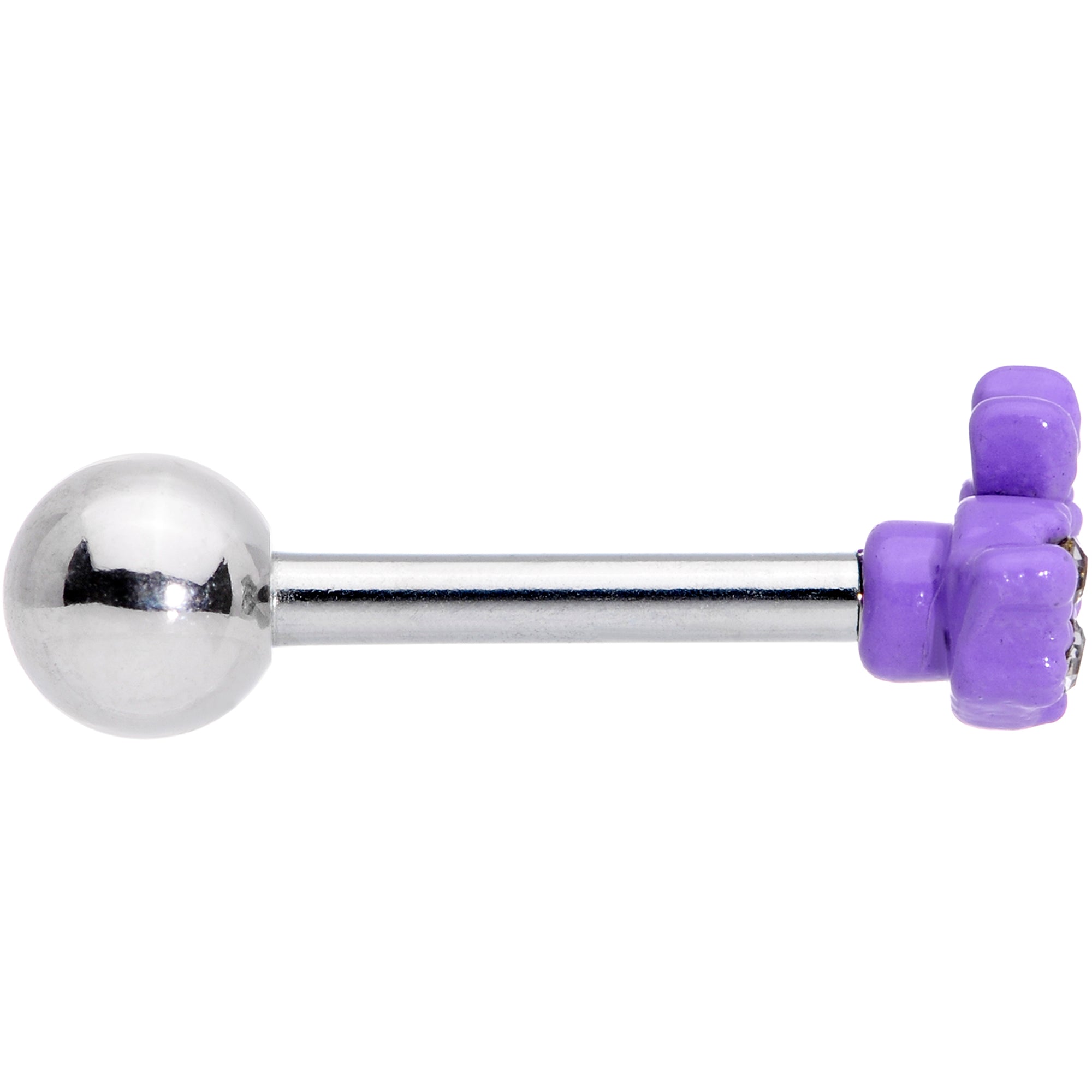 BodyCandy 16G 1/4 Clear Gem Purple Easter Bunny Cartilage Tragus Earring — side view