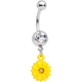 BodyCandy Clear Yellow Gem Yellow Sunflower Dangle Belly Ring — main product shot