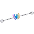 BodyCandy 14G Clear Gem Baroque Rainbow Butterfly Industrial Barbell 38mm — main product shot
