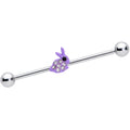 BodyCandy 14G Clear Gem Purple Easter Bunny Industrial Barbell 38mm — main product shot