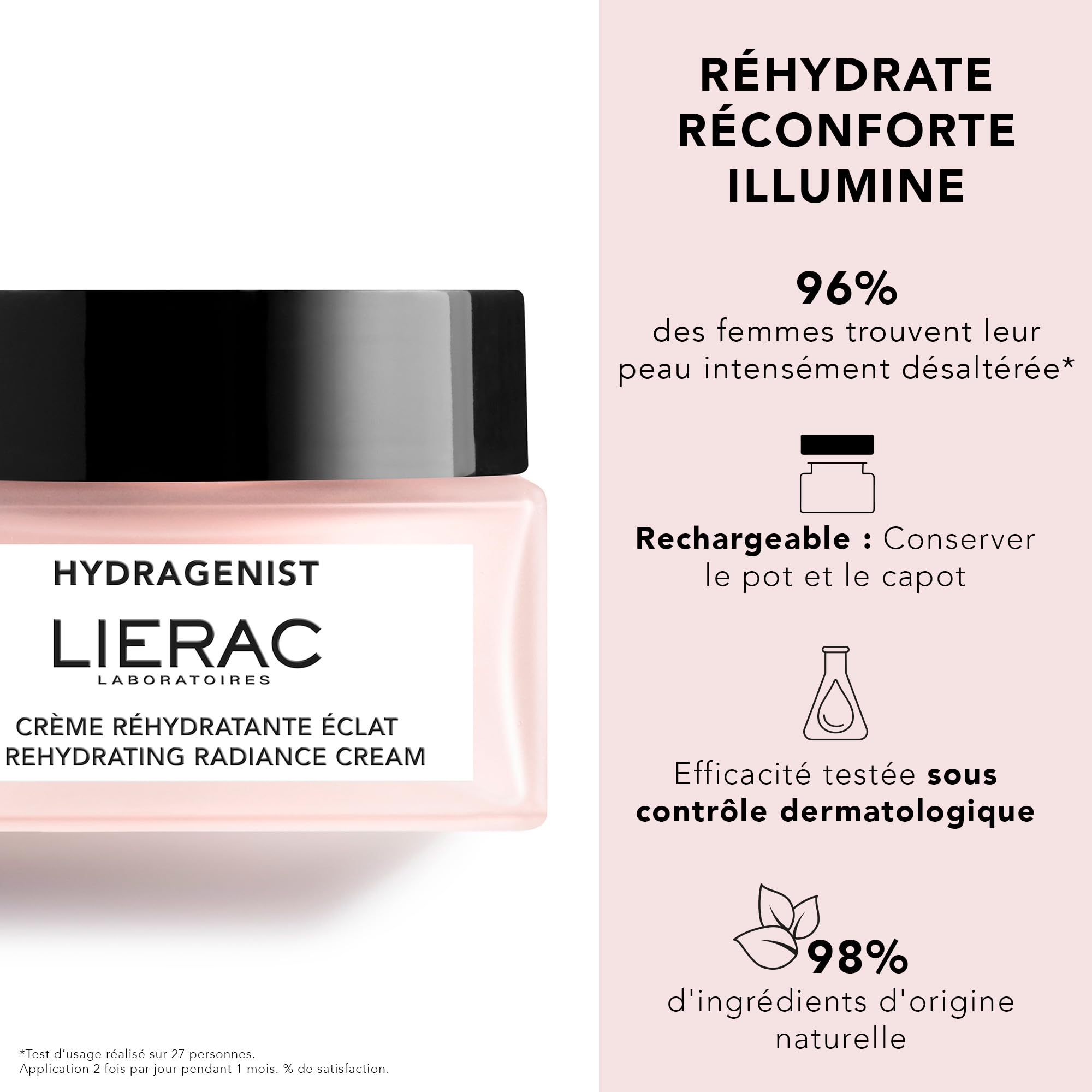 Lierac Hydragenist Moisturizing Cream for Dry Skin - 50ml, Natural Ingredients, Radiant & Hydrated Skin