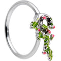 BodyCandy 20G 5/16 Pink CZ Gem Candy Cane Holly Christmas Nose Hoop — main product shot