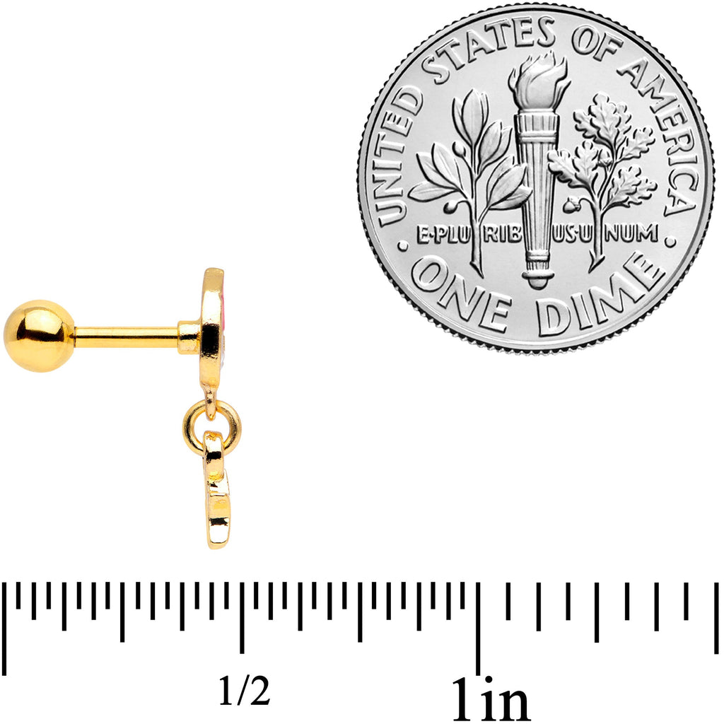 BodyCandy 16G 1/4 Gold Tone Santa Star Christmas Dangle Cartilage Tragus — side view