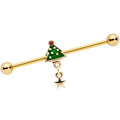 BodyCandy 14G Red Gem Star Christmas Tree Dangle Industrial Barbell 38mm — main product shot
