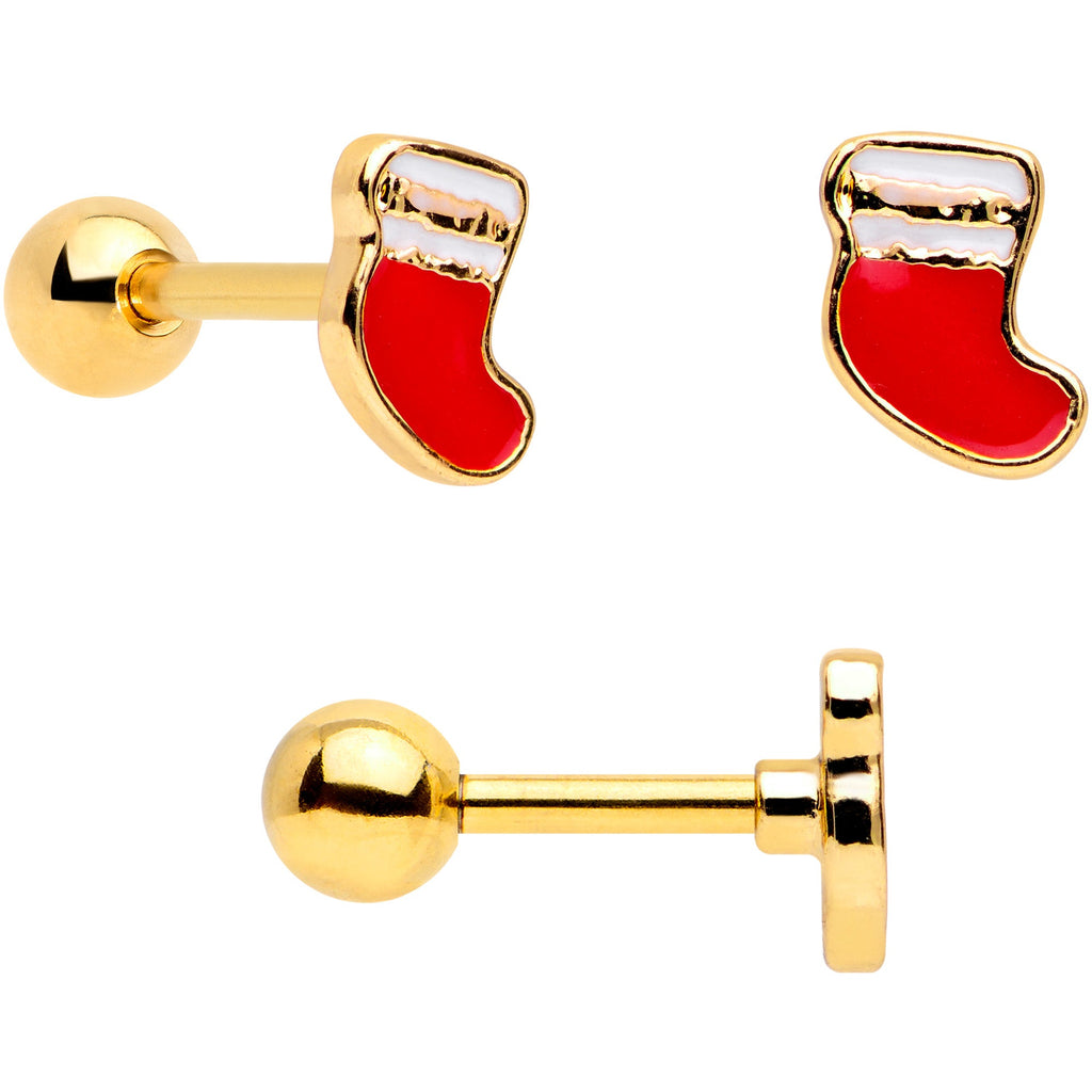 BodyCandy 16G 1/4 Gold Tone Snowman Christmas Cartilage Tragus Set of 3 — lifestyle context