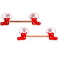 BodyCandy 14G 9/16 Rose Gold Tone Stocking Christmas Nipple Ring Set — main product shot