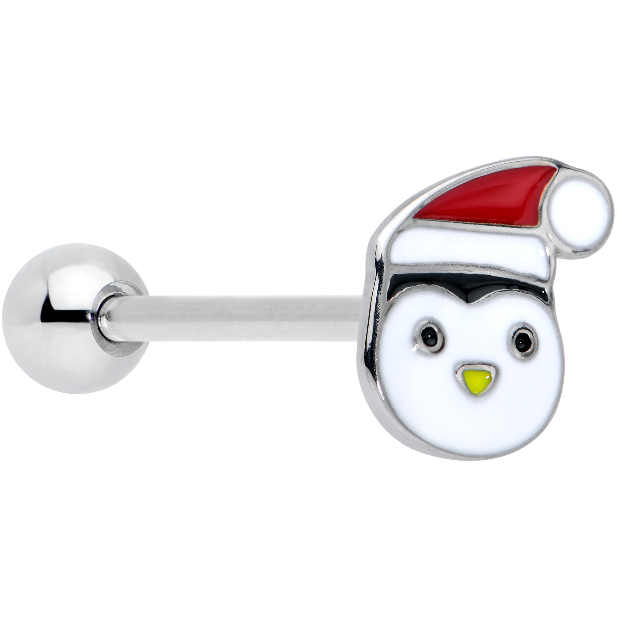 BodyCandy Festive Penguin Santa Christmas Barbell Tongue Ring — main product shot