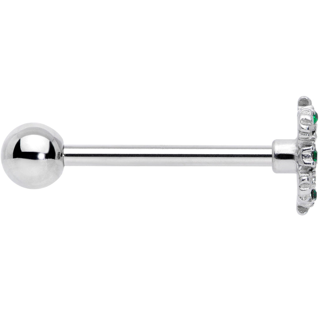 BodyCandy Clear Pink Green Gem Snowflake Christmas Barbell Tongue Ring — lifestyle context